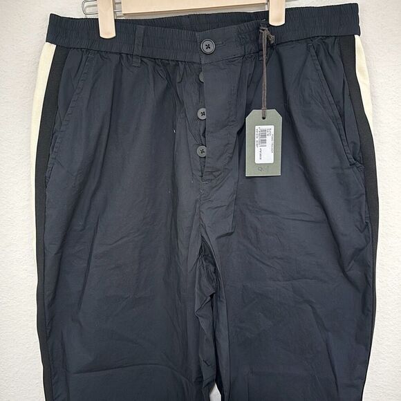 NWT All Saints‎ Mens Black Wide Tapered Fit Elastic Waist Pismo Trouser Size 34 - Picture 2 of 13